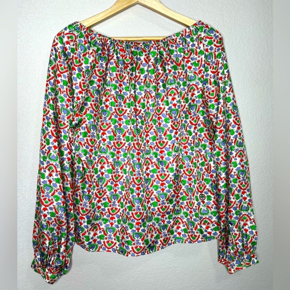 Tory Burch Legacy Paisley Silk Printed Off-The-Shoulder Top Size 8 Multicolor - Picture 4 of 8